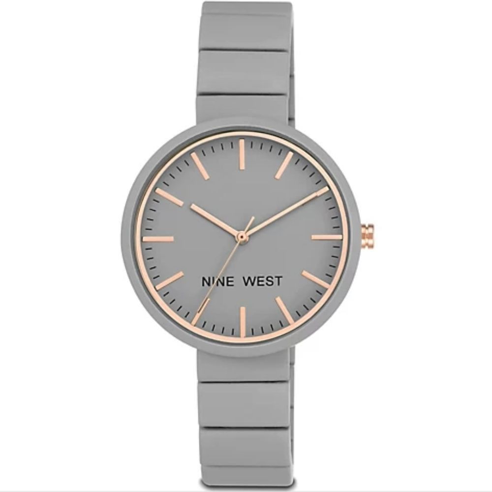 Nine West Ladies Gray Kerena Bracelet Watch Ceramic Look Analog‎ Wristwatch 36mm
